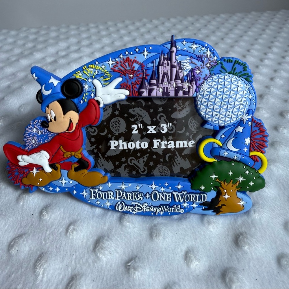 Disney Parks Magnet - Photo Frame - Four Parks One World - Sorcerer Mickey Mouse